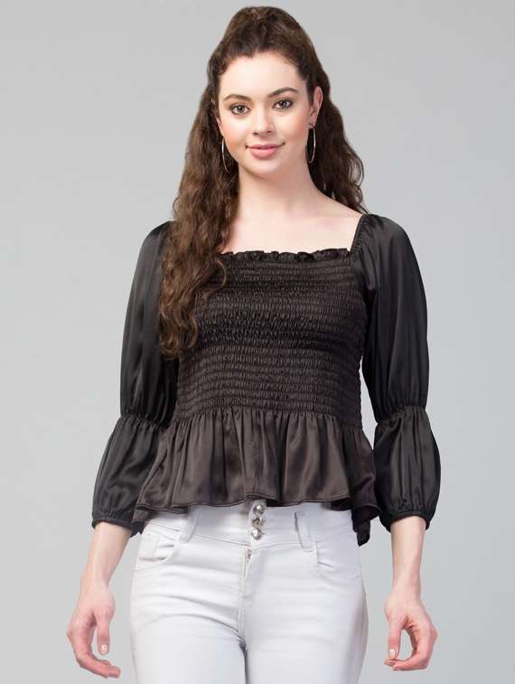 women's peplum square neck top