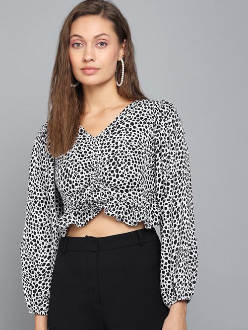 women's blouson v neck top - 19124263 - Standard Image - 0