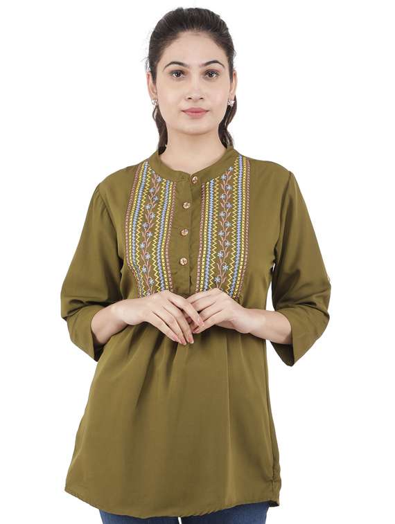 women's a line mandarin neck top