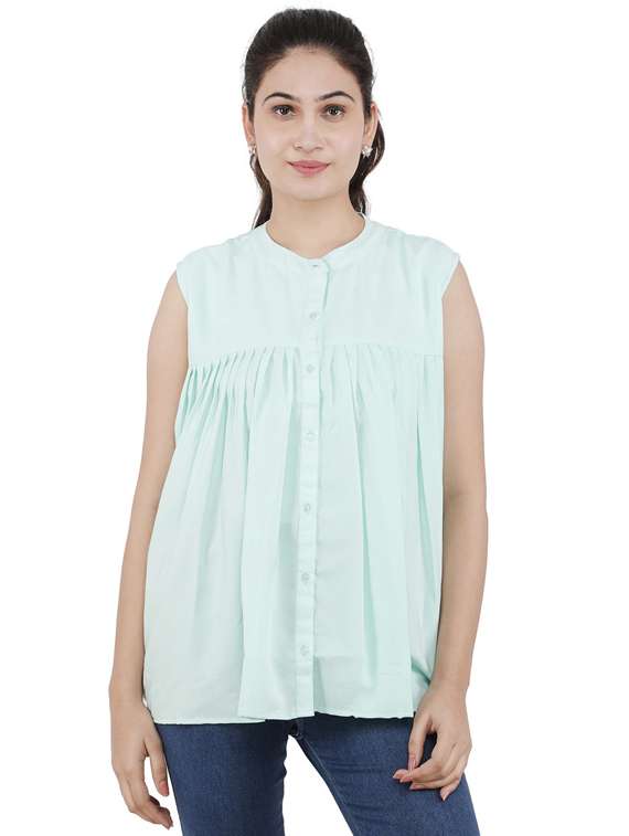 women's a line mandarin neck top