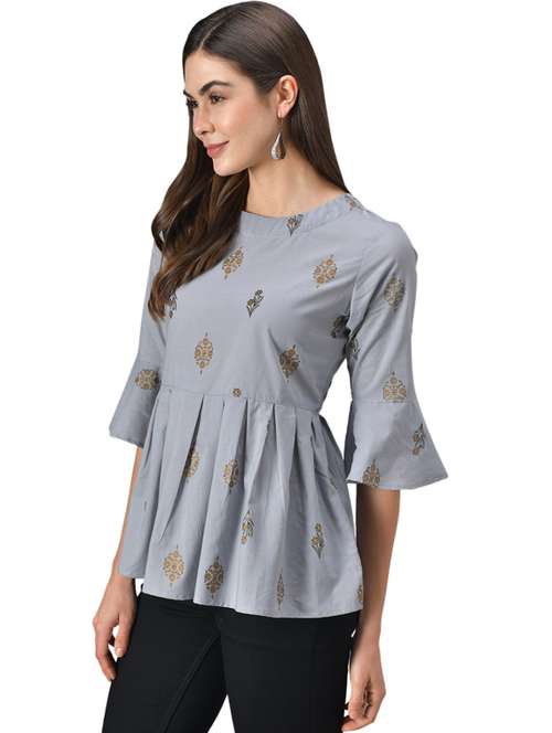 women's peplum round neck top - 19124283 -  Standard Image - 0