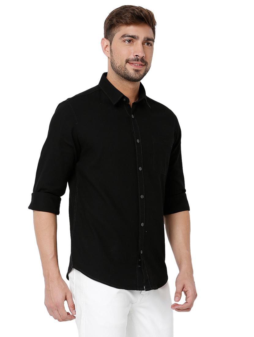 black solid casual shirt - 19124308 - Standard Image - 2