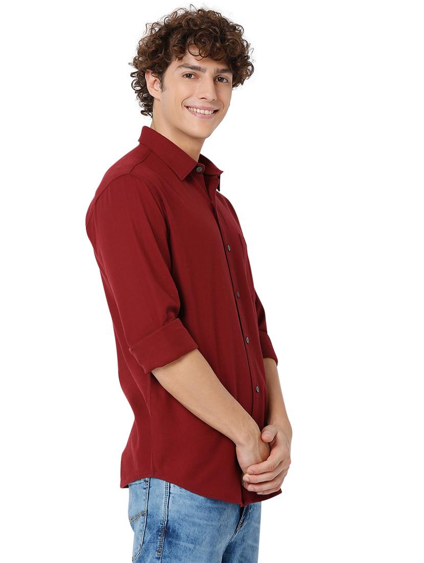 brown solid casual shirt - 19124309 - Standard Image - 2