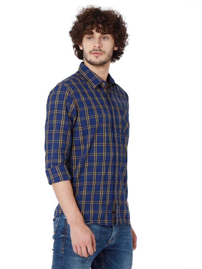 Buy online Blue Checkered Casual Shirt from shirts for Men by