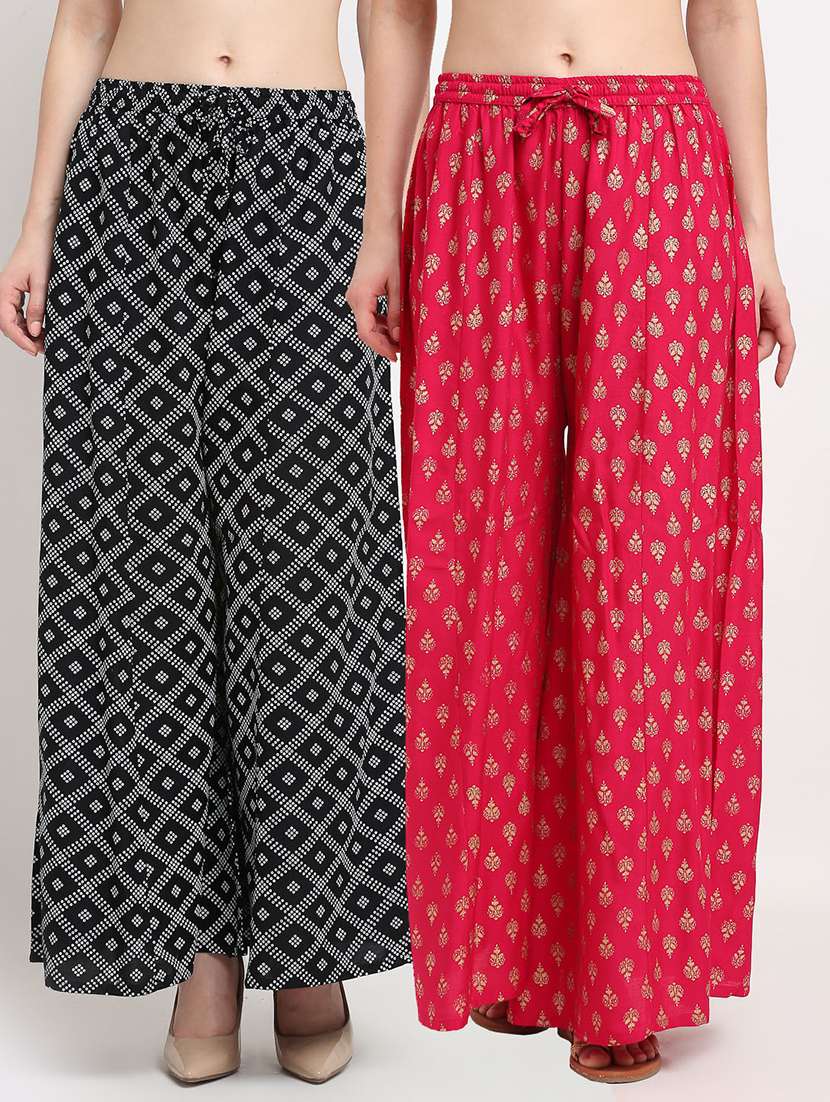 pack of 2 printed flared palazzo