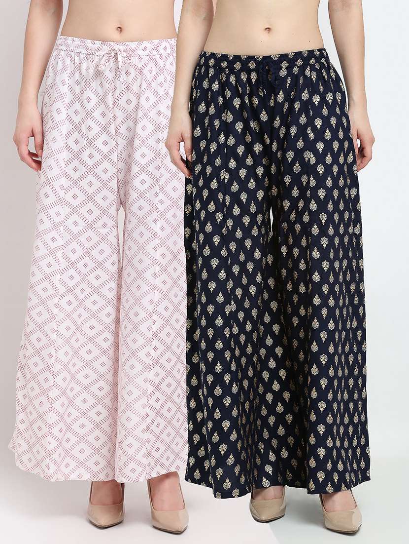 pack of 2 printed flared palazzo