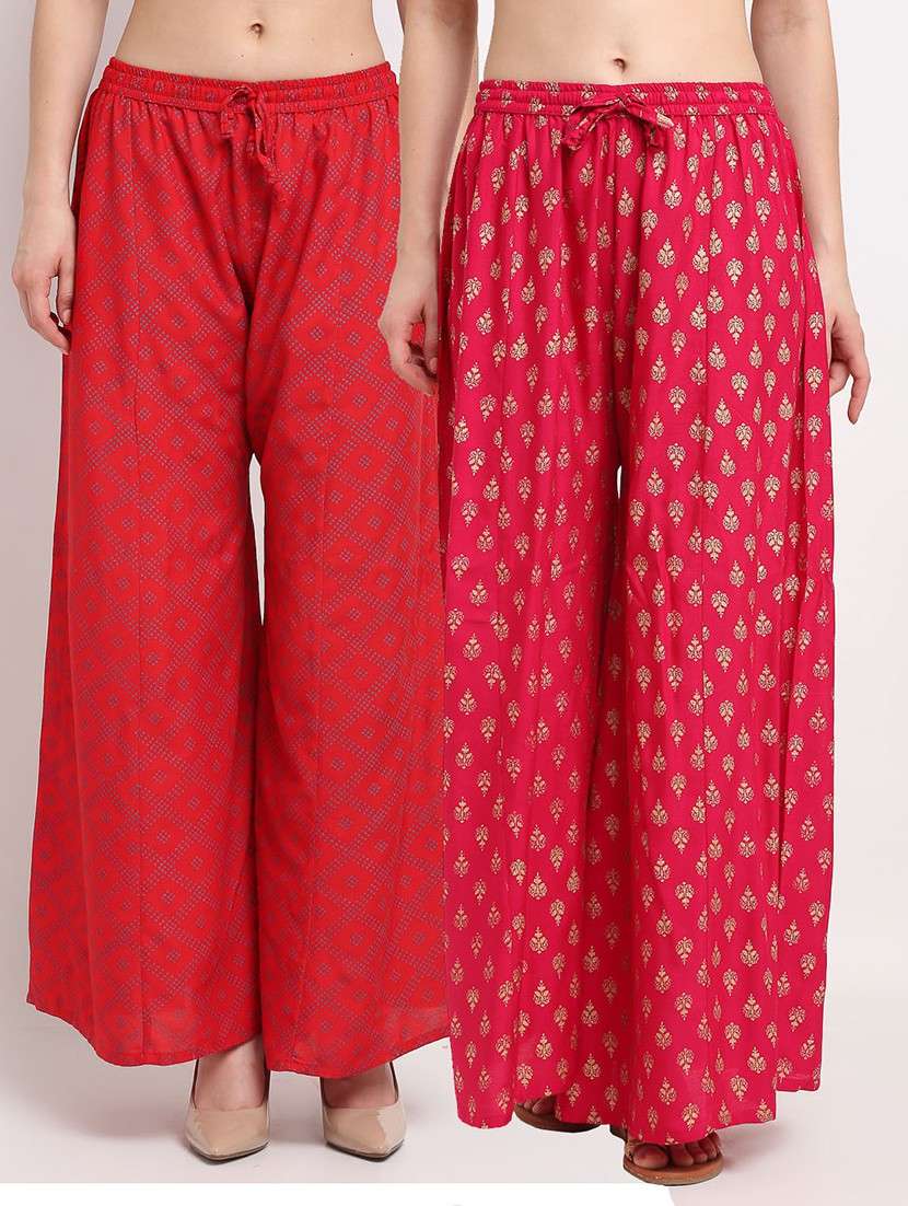 pack of 2 printed flared palazzo