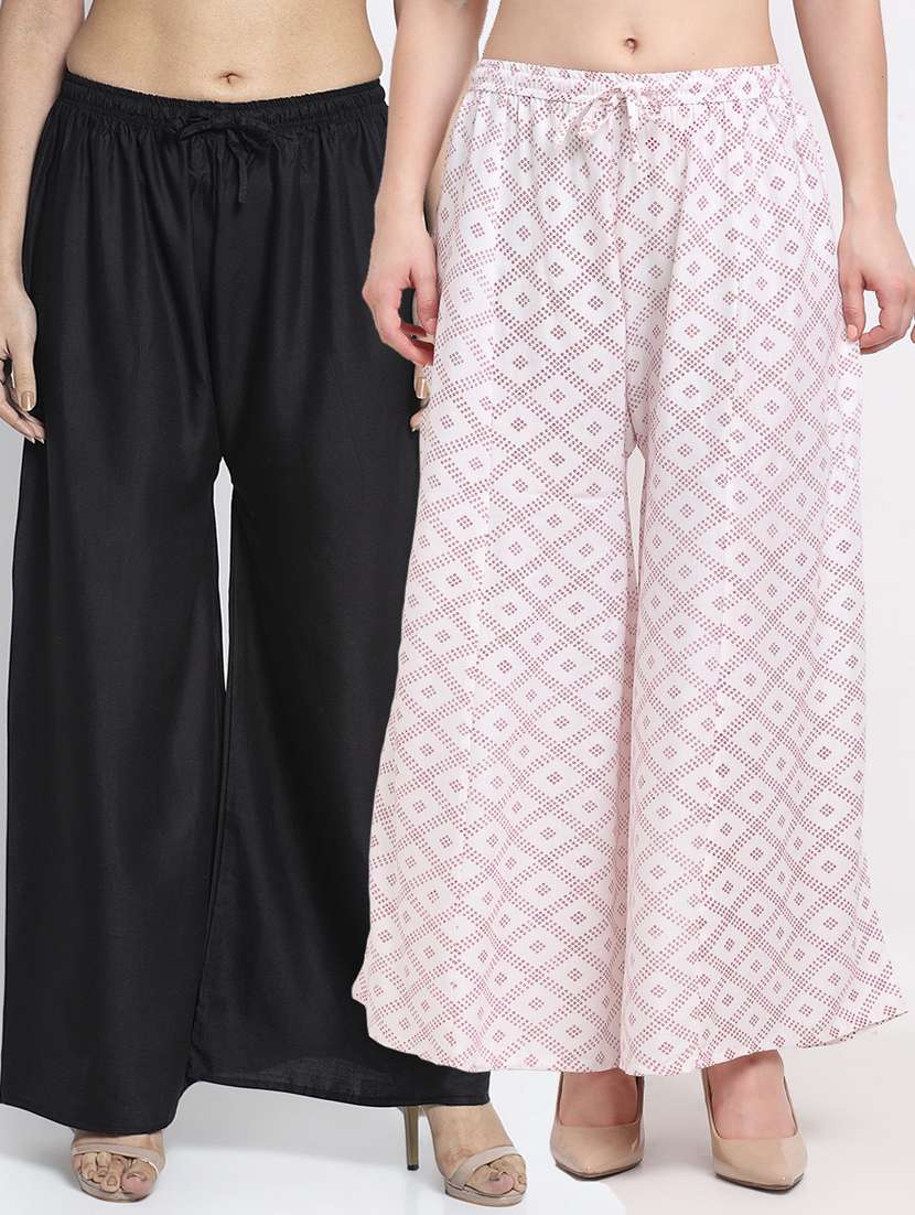 pack of 2 printed flared palazzo