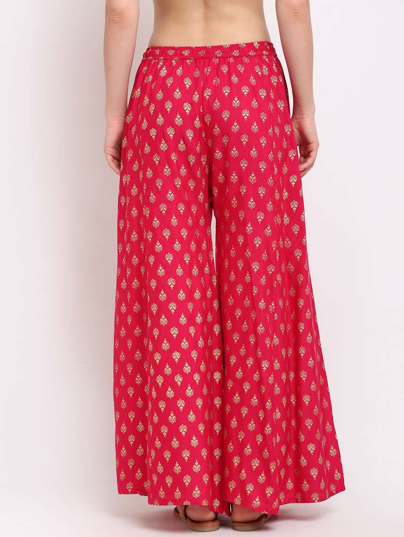 pink rayon flared palazzo - 19125457 -  Standard Image - 2