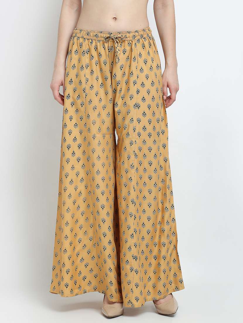 beige rayon flared palazzo