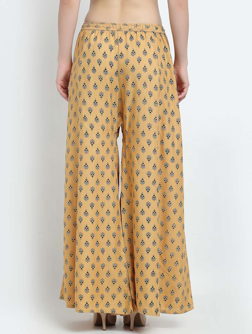 beige rayon flared palazzo - 19125459 -  Standard Image - 2