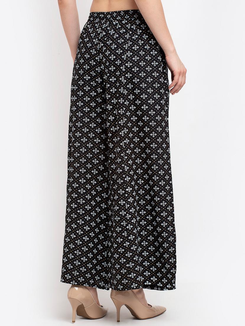 black rayon flared palazzo - 19125511 - Standard Image - 2