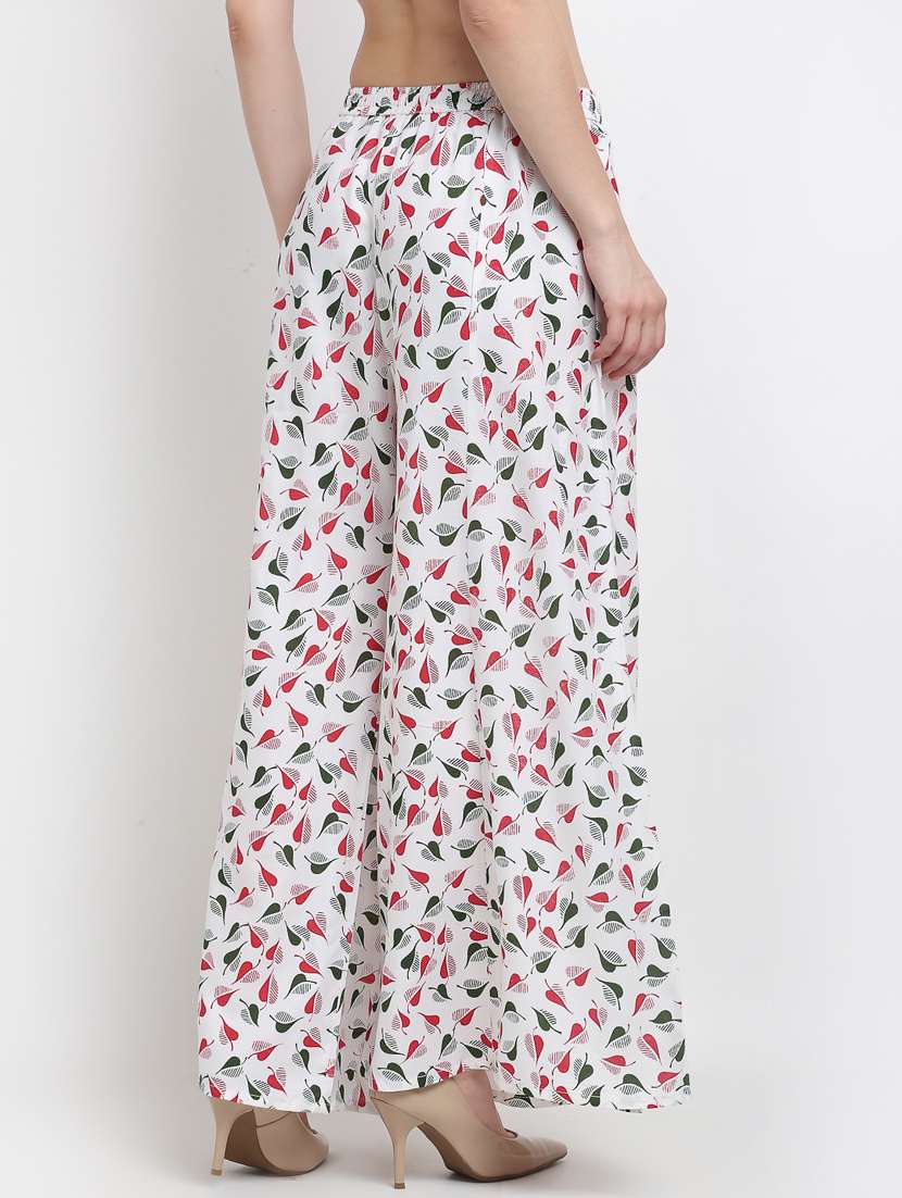 white rayon flared palazzo - 19125567 - Standard Image - 2