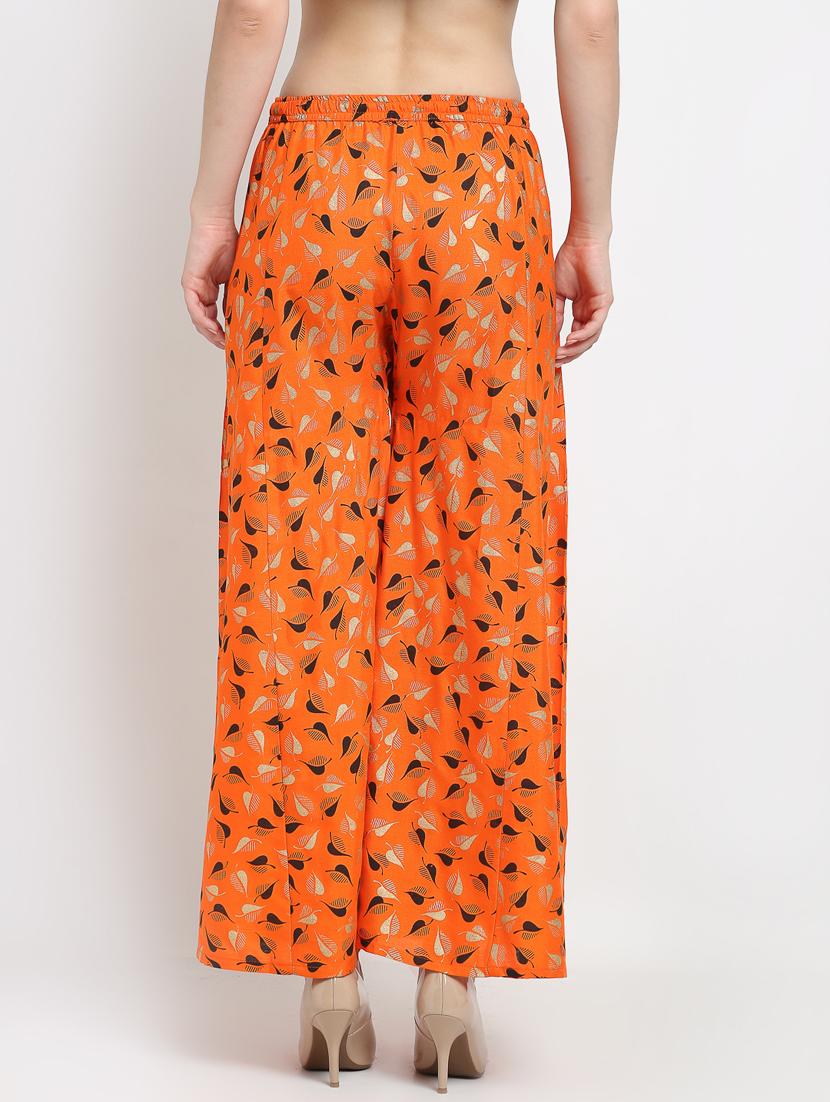 orange rayon flared palazzo - 19125570 - Standard Image - 2
