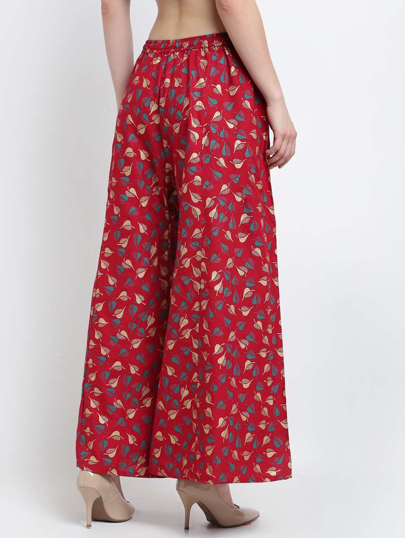 maroon rayon flared palazzo - 19125573 - Standard Image - 2