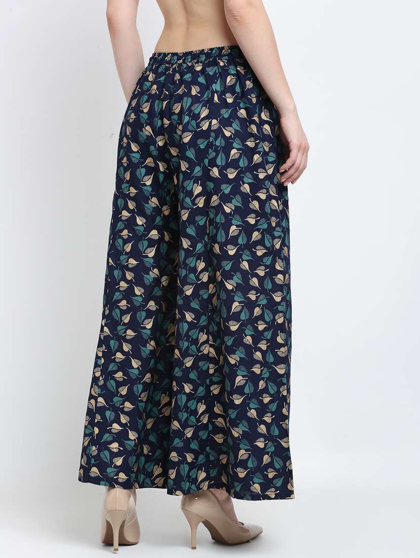 navy rayon flared palazzo - 19125575 -  Standard Image - 2