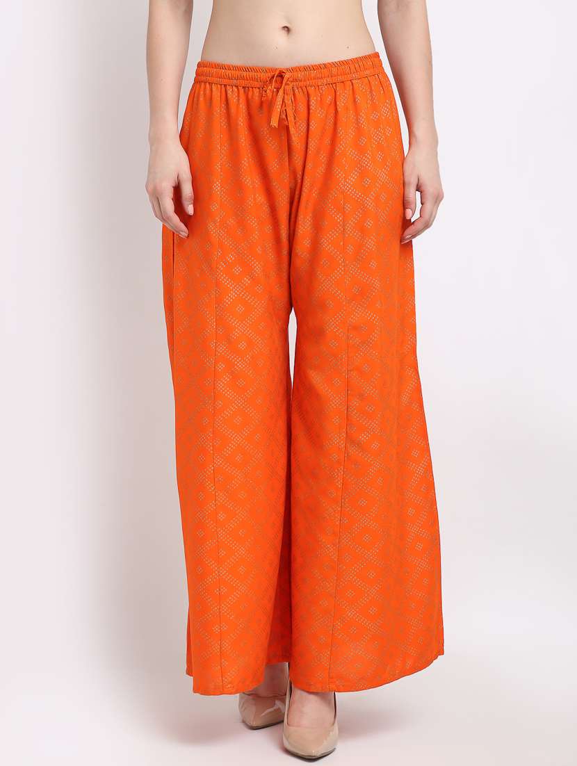 orange rayon palazzos - 19125625 - Zoom Image - 0