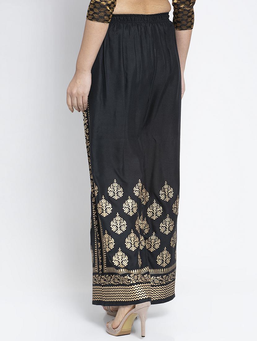 black rayon flared palazzo - 19125676 - Standard Image - 2