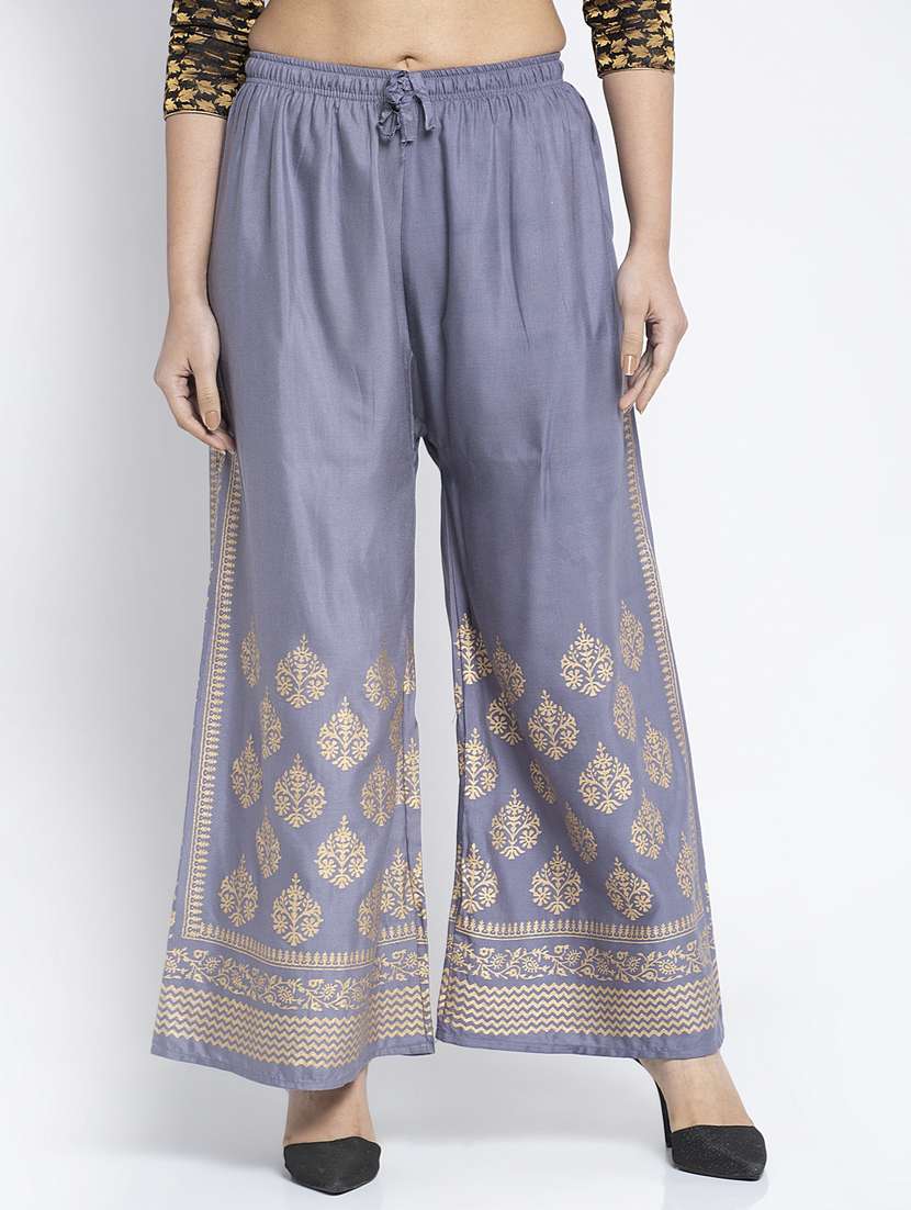 grey rayon flared palazzo - 19125679 - Zoom Image - 0