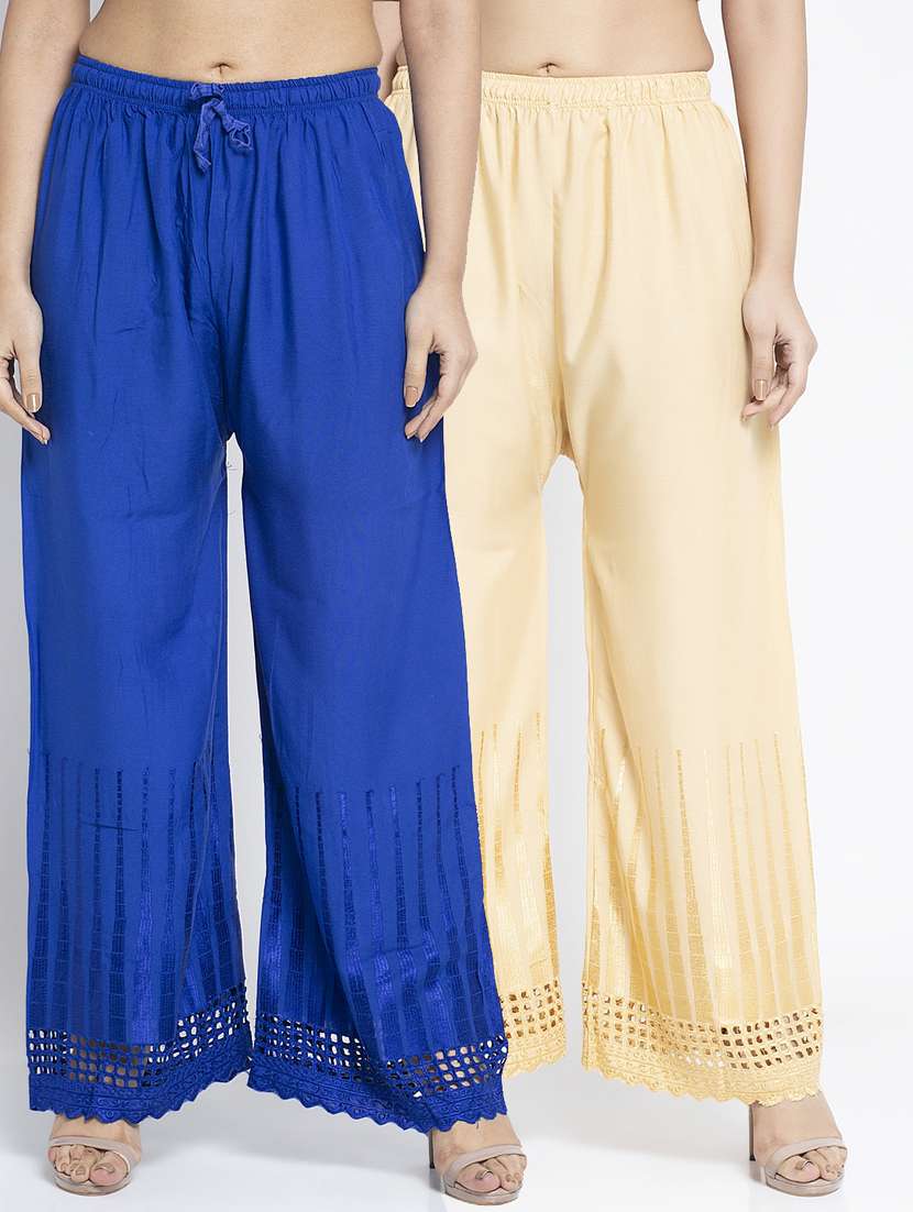 multi colored rayon flared palazzo