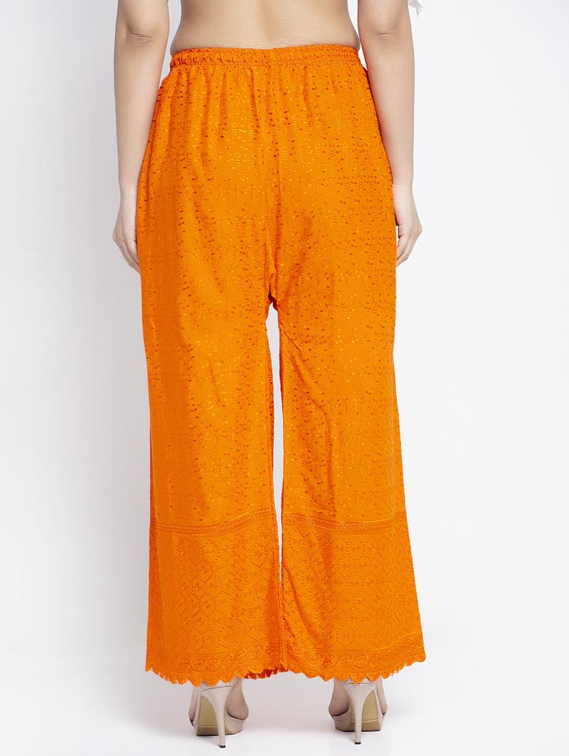 orange cotton flared palazzo - 19125848 - Standard Image - 2