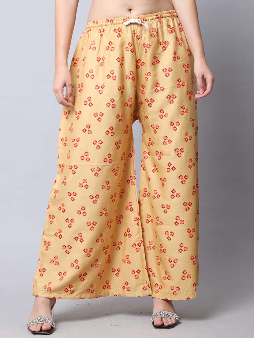 beige rayon flared palazzo