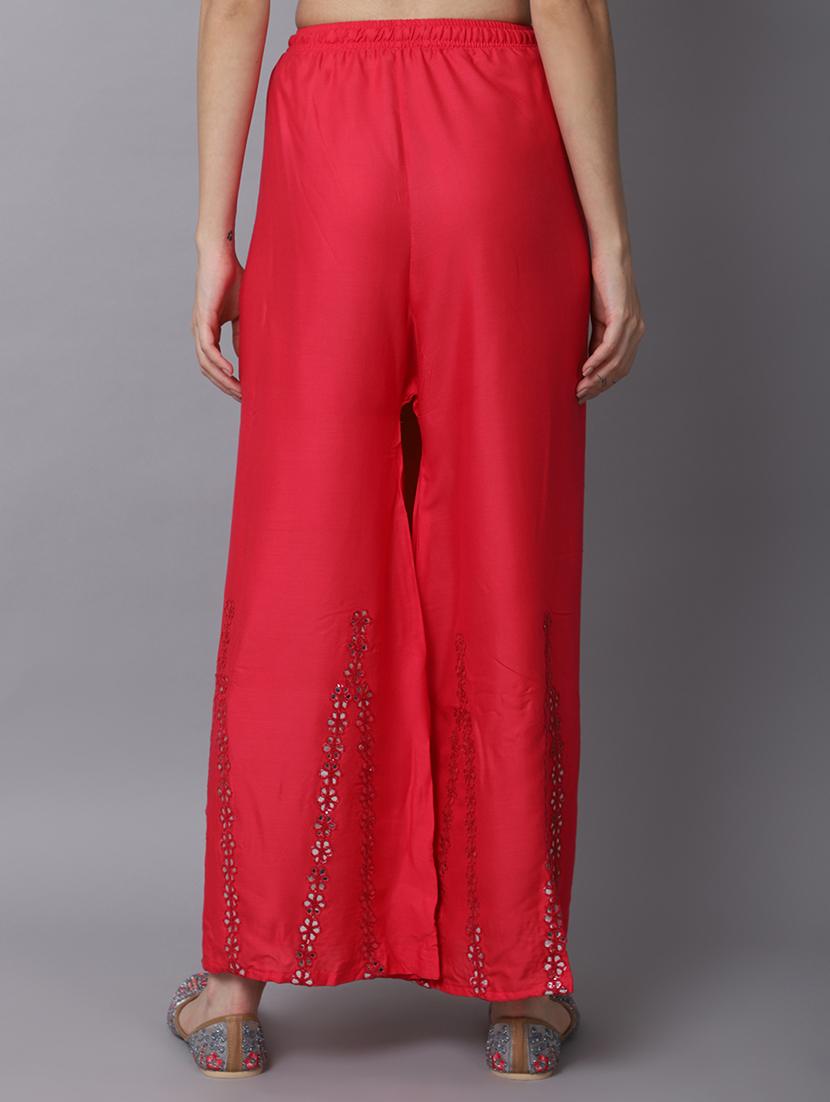 orange rayon flared palazzo - 19125962 - Standard Image - 2
