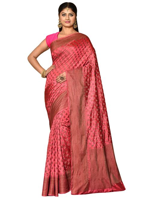 peach dupion banarasi saree with blouse - 19126198 - Standard Image - 0