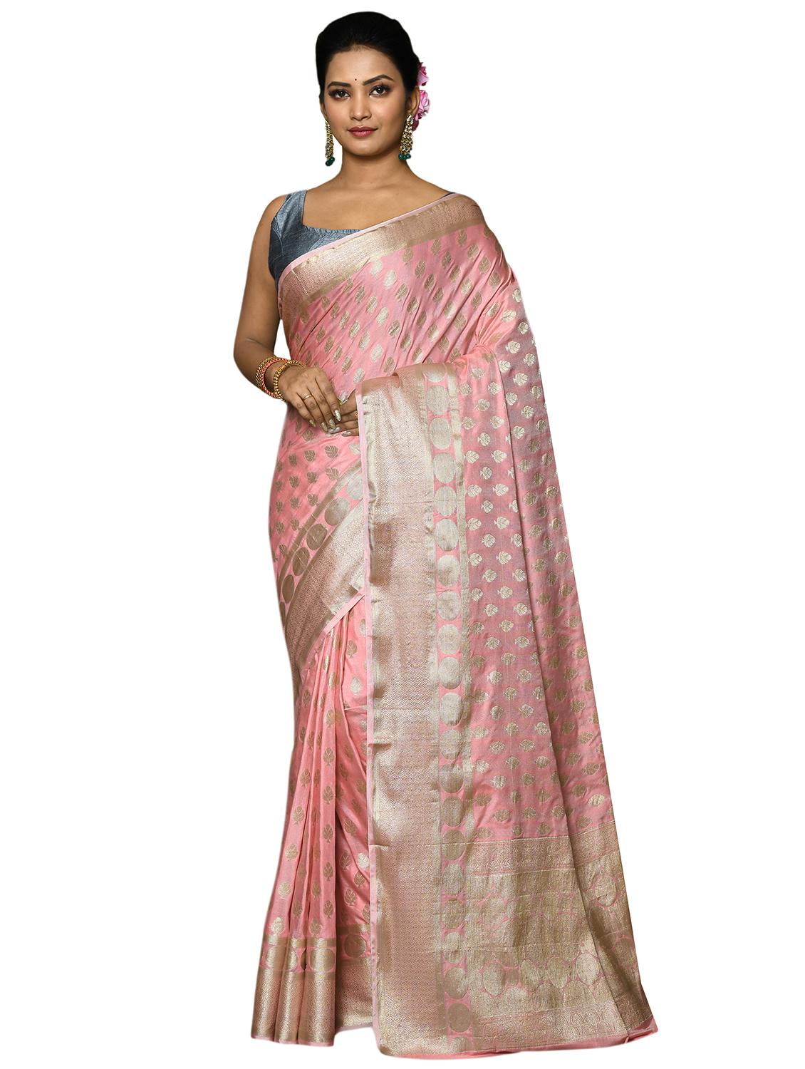 women pink banarasi saree with blouse - 19126213 - Zoom Image - 0