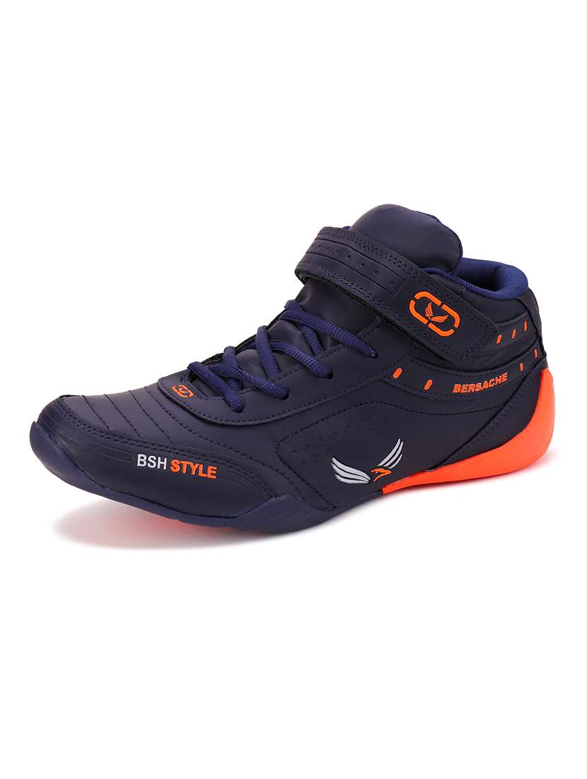 blue lace up sport shoe