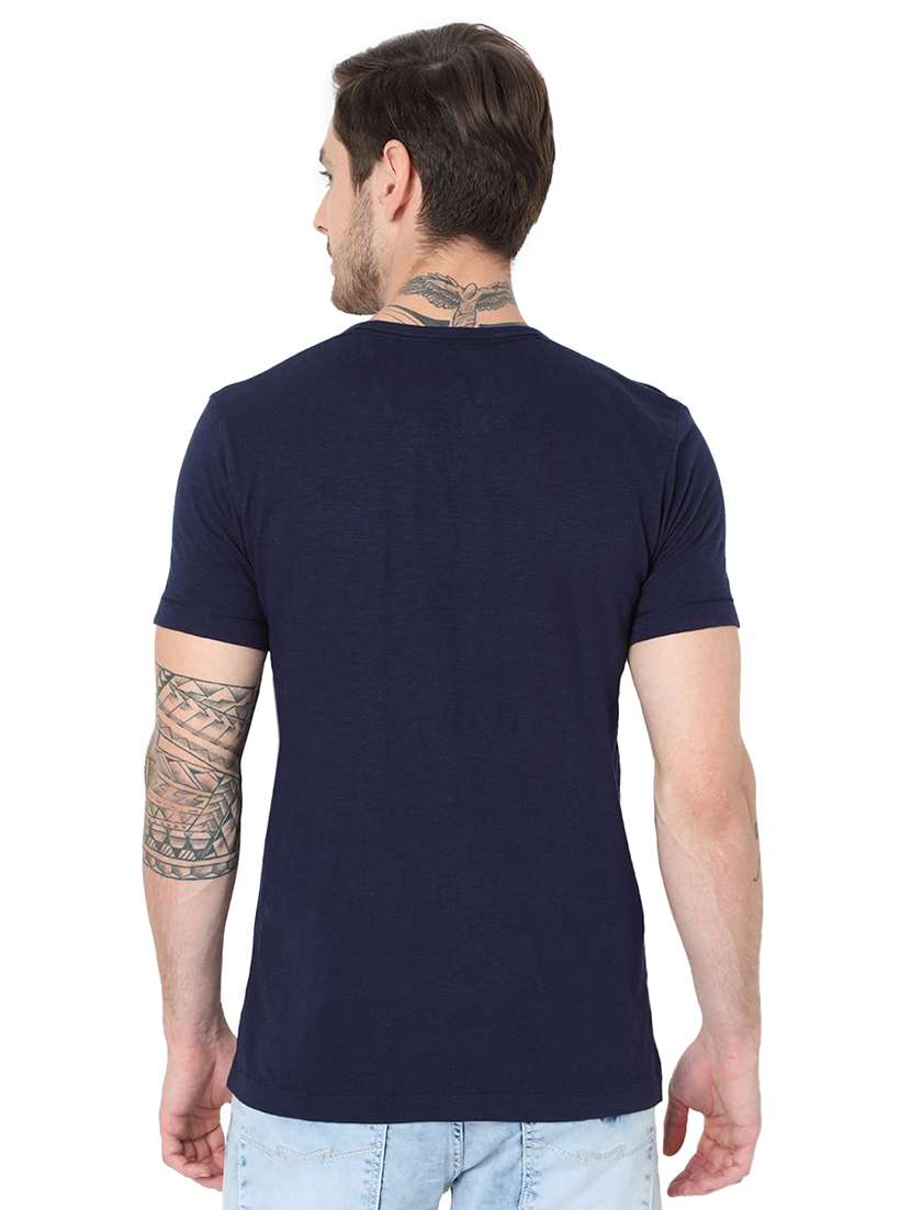 navy blue half sleeves slim fit t-shirt - 19127580 - Standard Image - 2