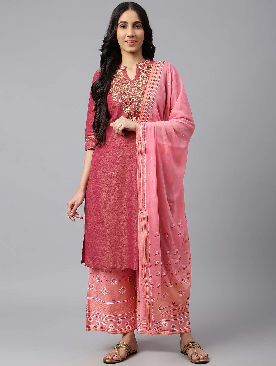 pink kurta pant set