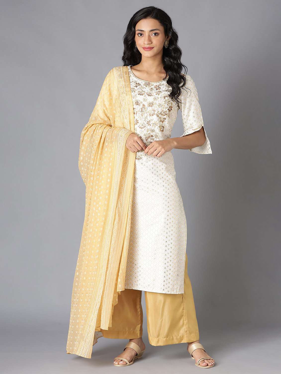 white embroidered kurta pant set