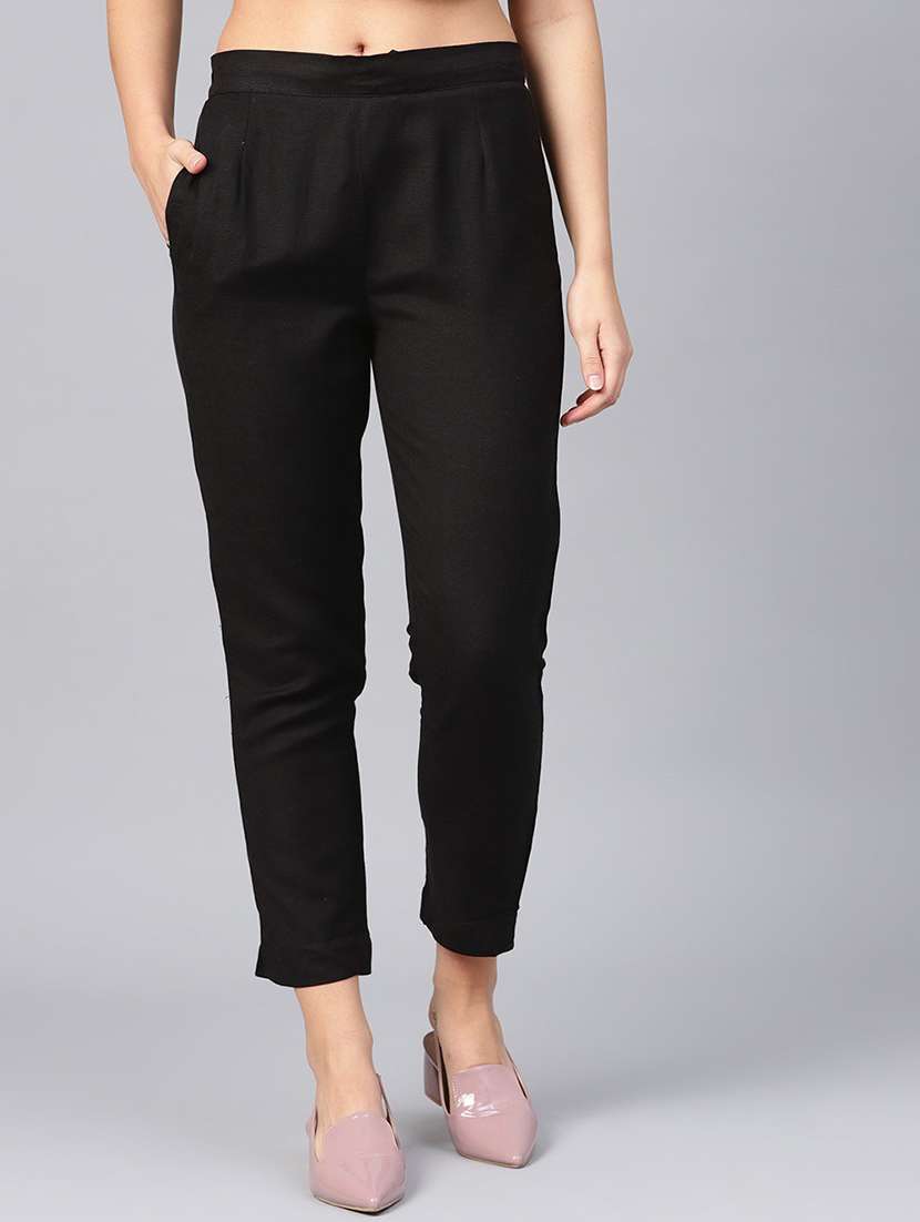 women solid cigarette pant