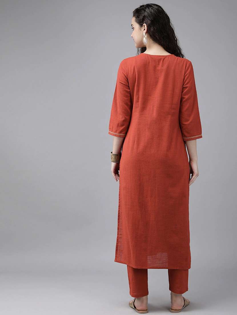 red soild a-line kurta - 19129053 -  Standard Image - 2