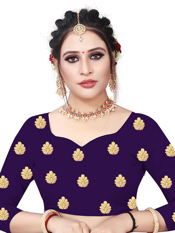 self design zari work woven saree with blouse - 19129106 - Standard Image - 2