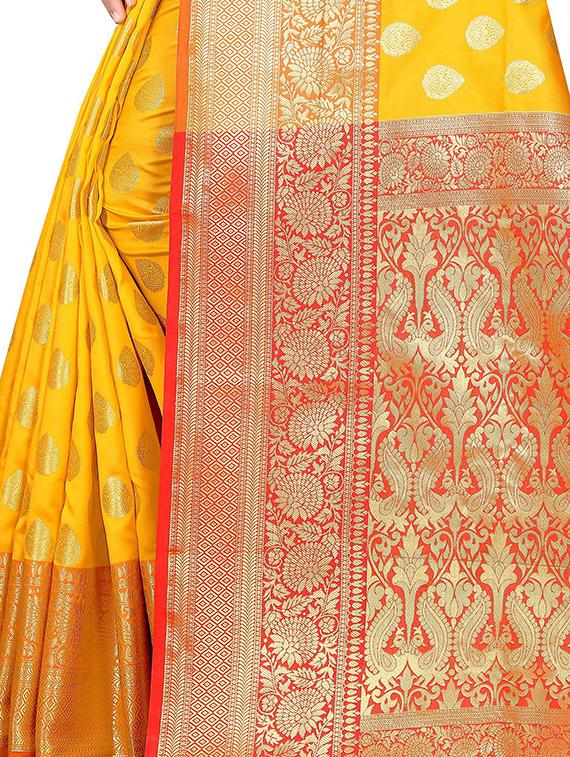 self design zari work woven saree with blouse - 19129164 - Standard Image - 2