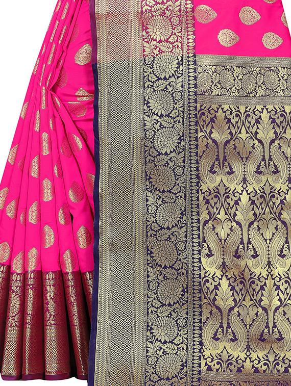 self design zari work woven saree with blouse - 19129166 - Standard Image - 2