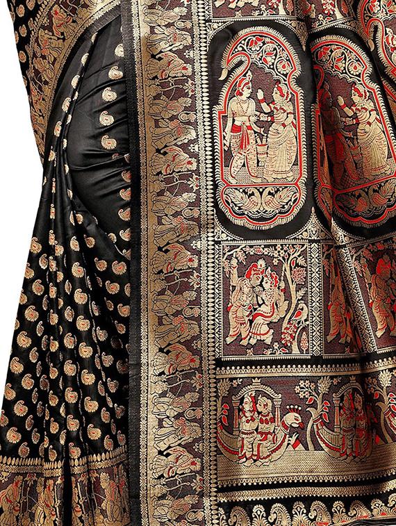self design zari work woven saree with blouse - 19129178 - Standard Image - 2