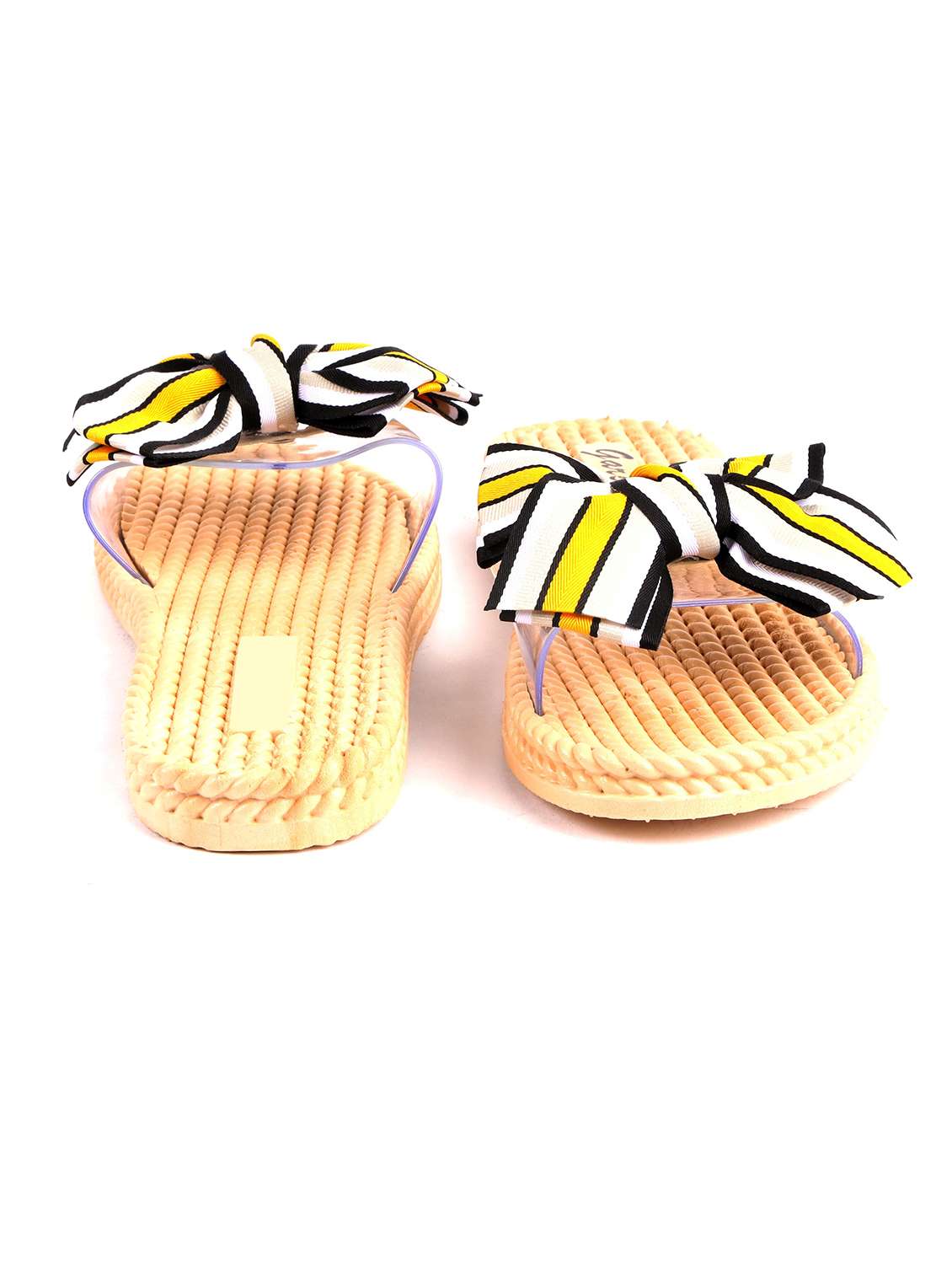 yellow fabric slip on sandals - 19129284 - Standard Image - 2