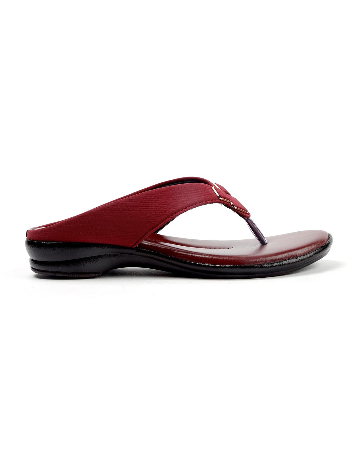 maroon solid slip on sandals - 19129362 - Standard Image - 2
