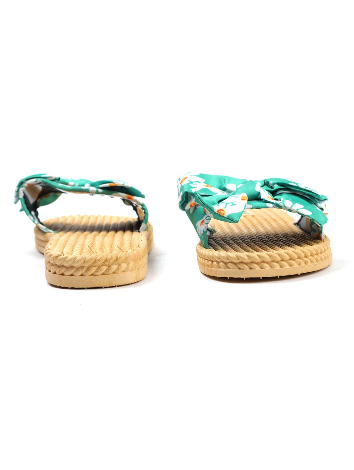 green fabric slip on sandals - 19129367 - Standard Image - 2