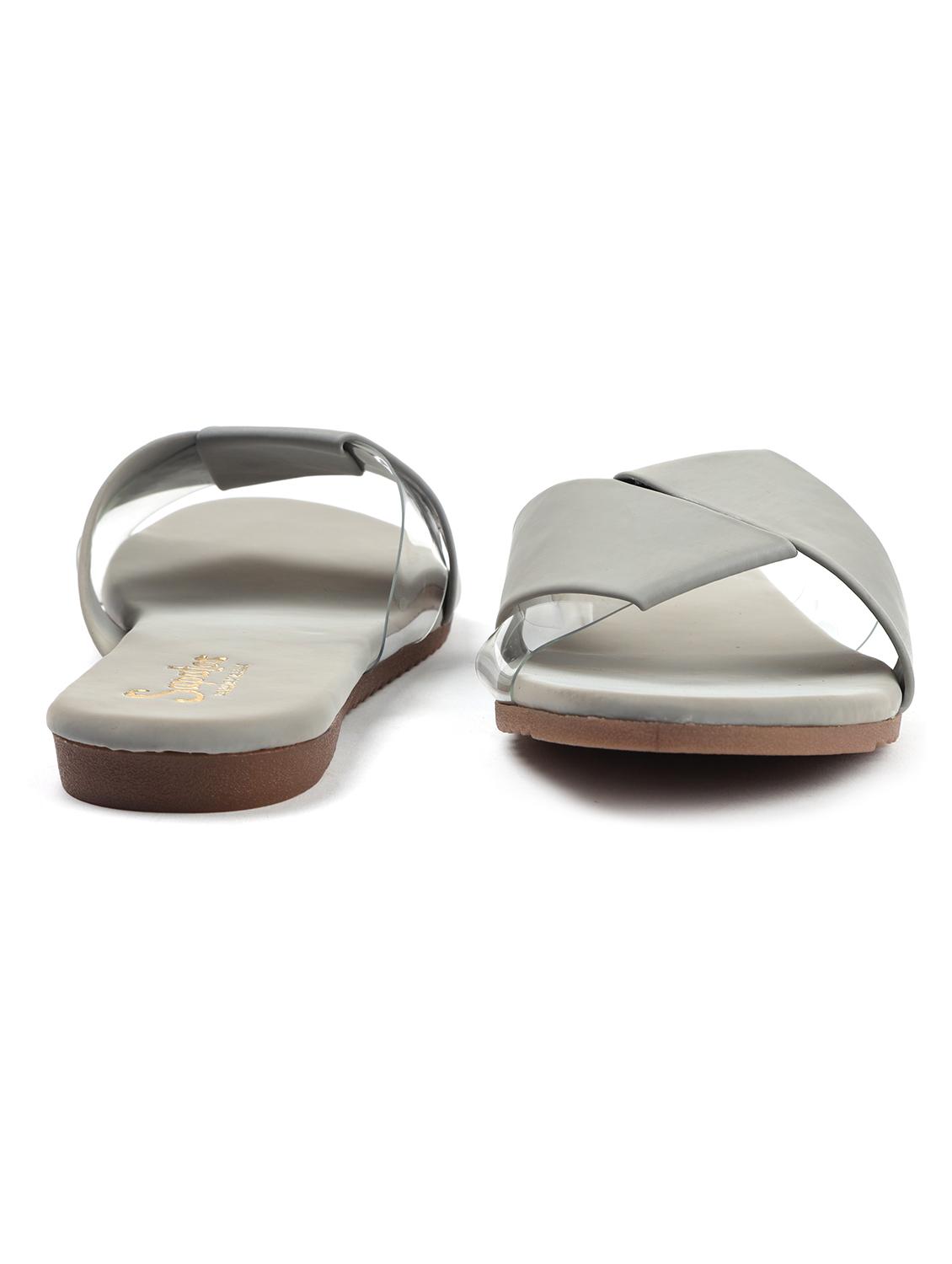 grey synthetic slip on sandals - 19129384 - Standard Image - 2