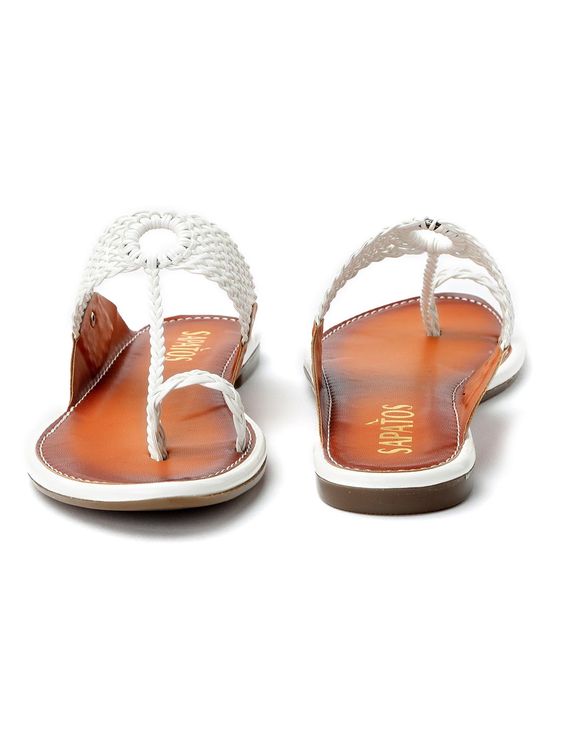 white synthetic ethnic sandals - 19129402 - Standard Image - 2
