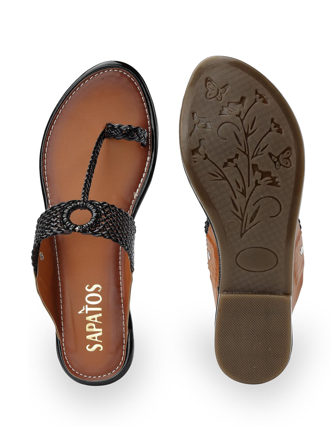 black synthetic ethnic sandals - 19129403 - Standard Image - 2