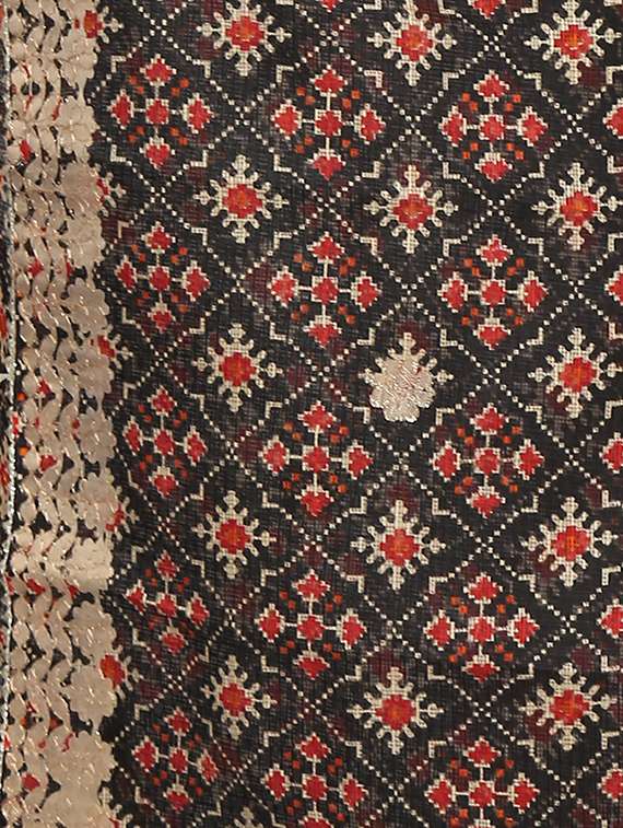 black printed kota doria dupatta - 19129968 -  Standard Image - 2