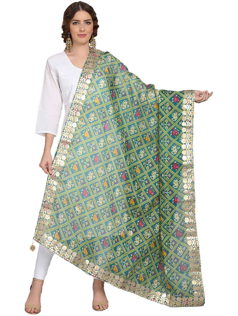green cotton dupatta