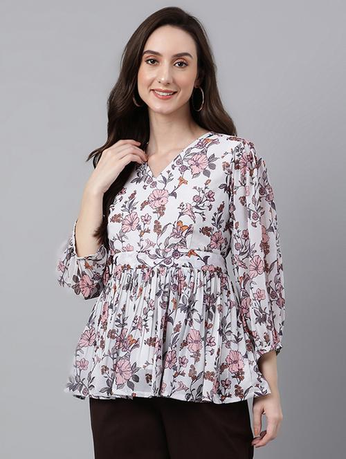 women's peplum v neck top - 19130336 -  Standard Image - 0