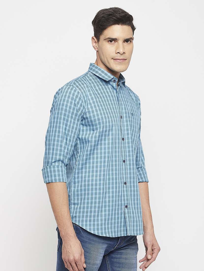 men long sleeves checkered casual shirt - 19131356 -  Standard Image - 2