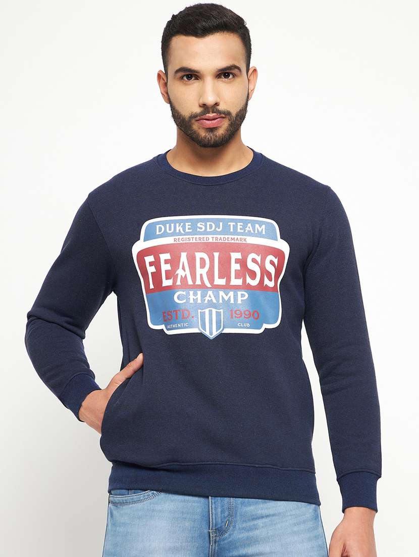  cotton blend chest print sweatshirt